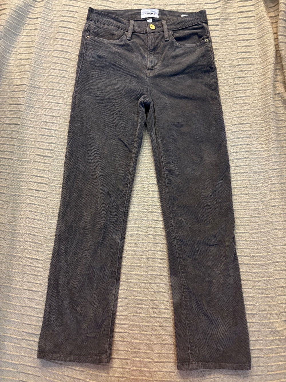 Frame Corduroy Grey High Waist Straight Pants